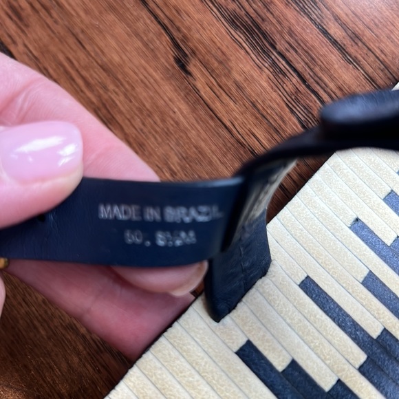 Tory Burch Miller Ankle Strap Sandal Sz 8.5 Navy and Ivory NEVER WORN